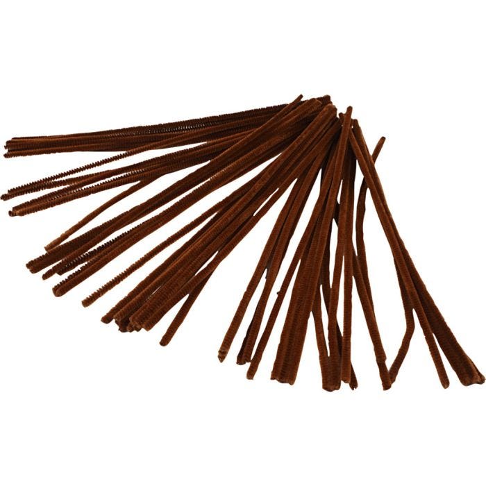 Chenille, 30 cm, 6 mm, brown, 50pc/ 1 pack