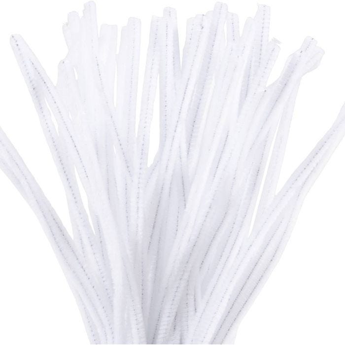 Chenille, 30 cm, 6 mm, white, 50pc/ 1 pack