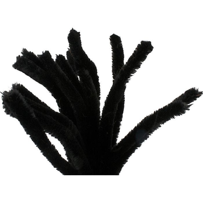 Chenille, 30 cm, 15 mm, black, 15pc/ 1 pack