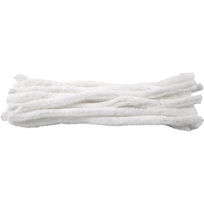 Chenille, L: 30 cm, thickness 15 mm, white, 15pc/ 1 pack