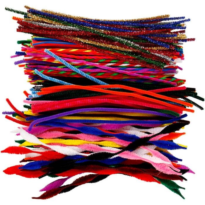 Chenille, L: 30,5 cm, thickness 4-6 mm, assorted colours, 250 asstd./ 1 pack