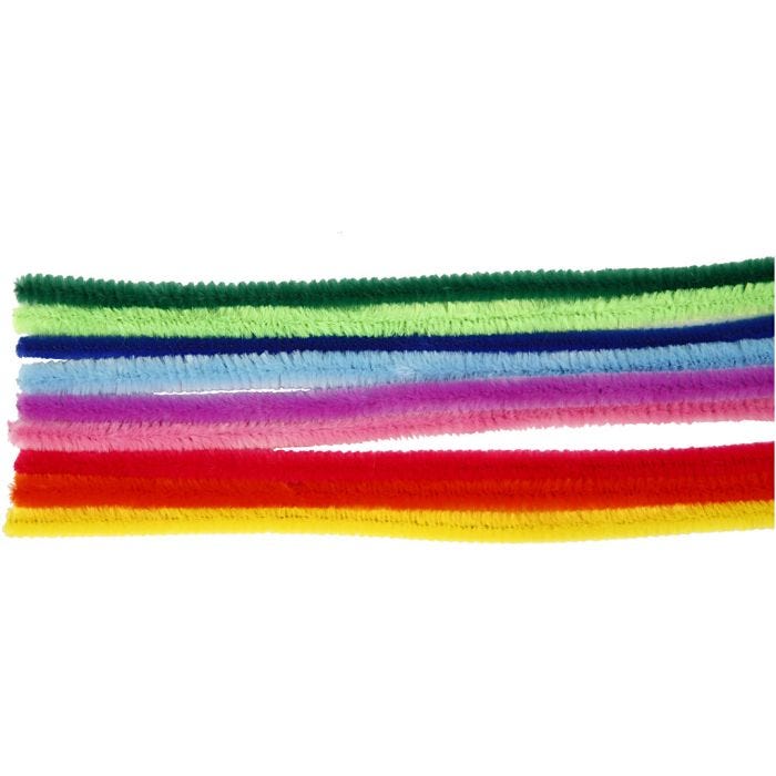 Chenille, 30 cm, 9 mm, assorted colours, 25asstd./ 1 pack