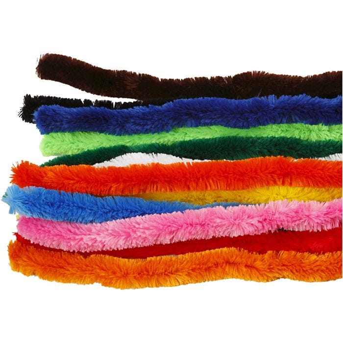 Chenille, big, L: 45 cm, thickness 25 mm, assorted colours, 60 asstd./ 1 pack
