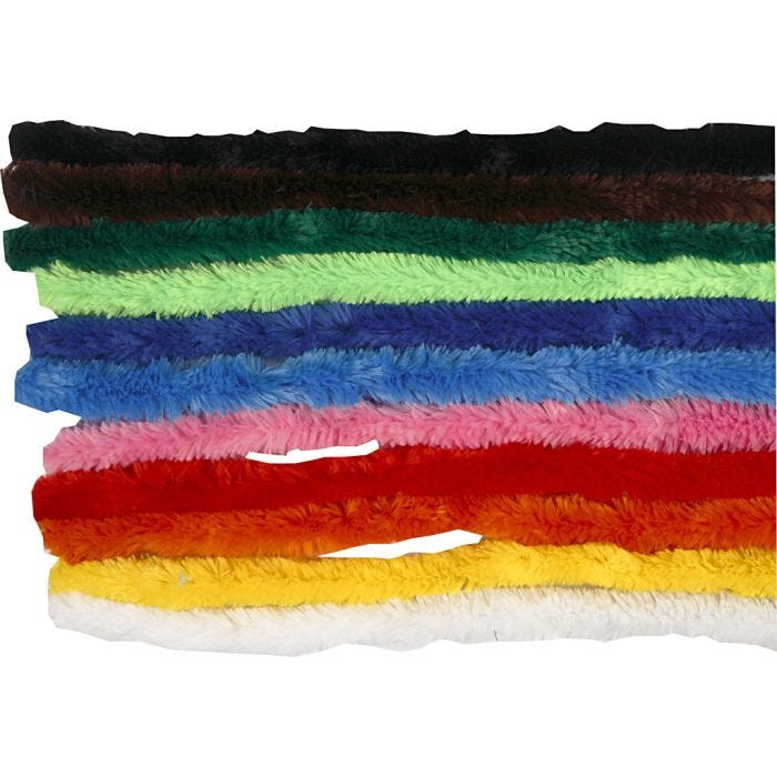 Chenille, 30 cm, 15 mm, assorted colours, 200asstd./ 1 pack