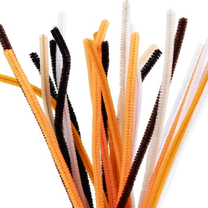 Chenille, L: 30 cm, thickness 6 mm, halloween colours, 25 asstd./ 1 pack