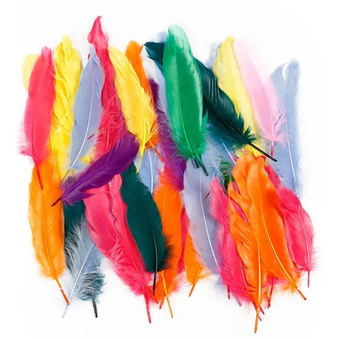 Feathers, 12-15 cm, assorted colours, 350pc/ 1 pack