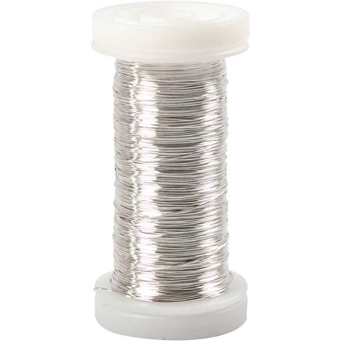 Silver-plated Wire, thickness 0,3 mm, silver-plated, 50 g, 100 m/ 1 roll