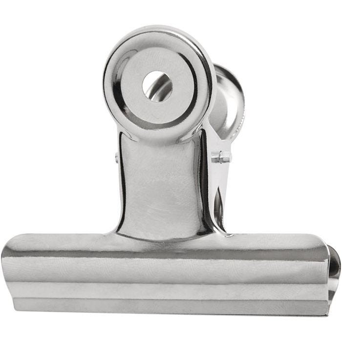Metal Bulldog Clip, W: 7,5 cm, silver, 6pc/ 1 pack