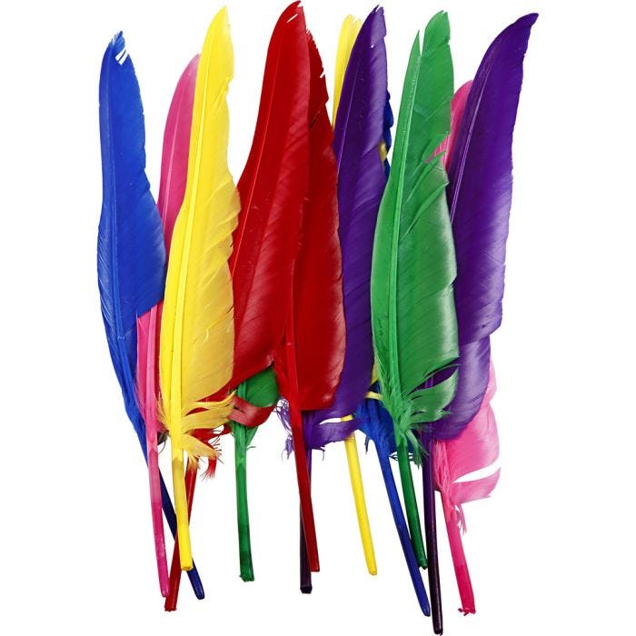 Feathers, 27 cm, assorted colours, 12pc/ 1 pack