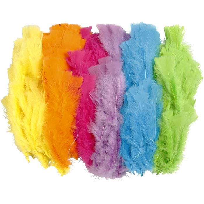 Feathers, 11-17 cm, assorted colours, 144bundle/ 1 pack