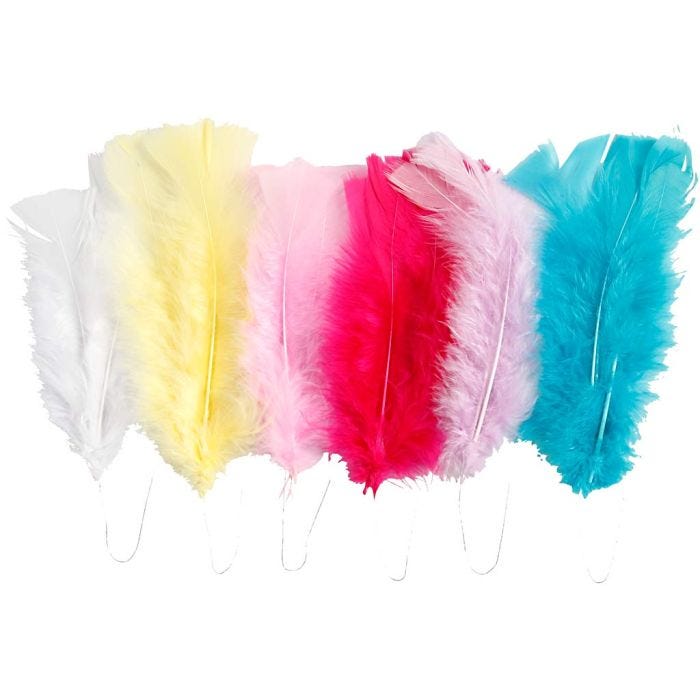 Feathers, 11-17 cm, assorted colours, 18bundle/ 1 pack