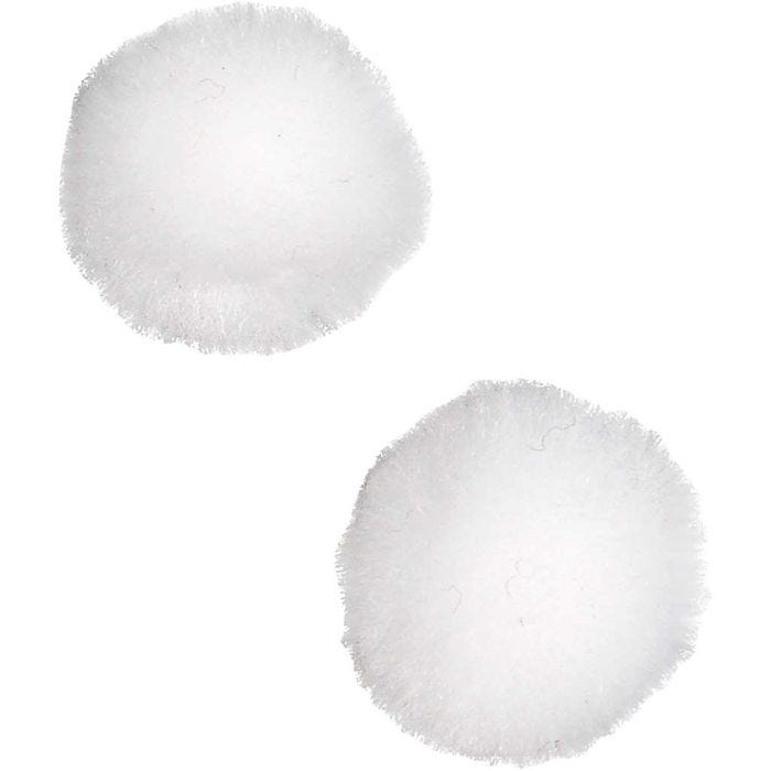 Pompoms, 20 mm, white, 100pc/ 1 pack