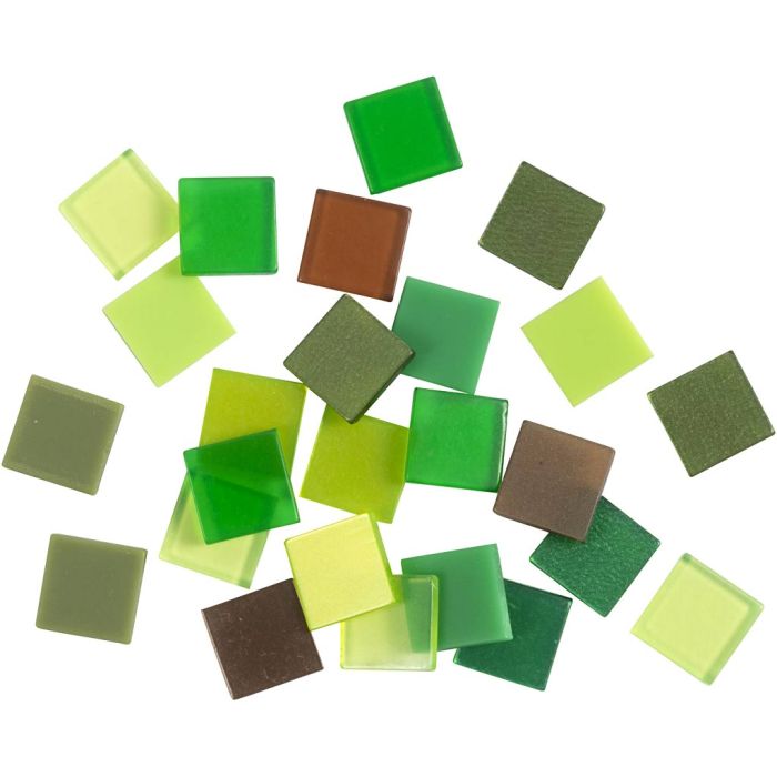 Mini Mosaic, size 10x10 mm, thickness 2 mm, green glitter, 25 g/ 1 pack