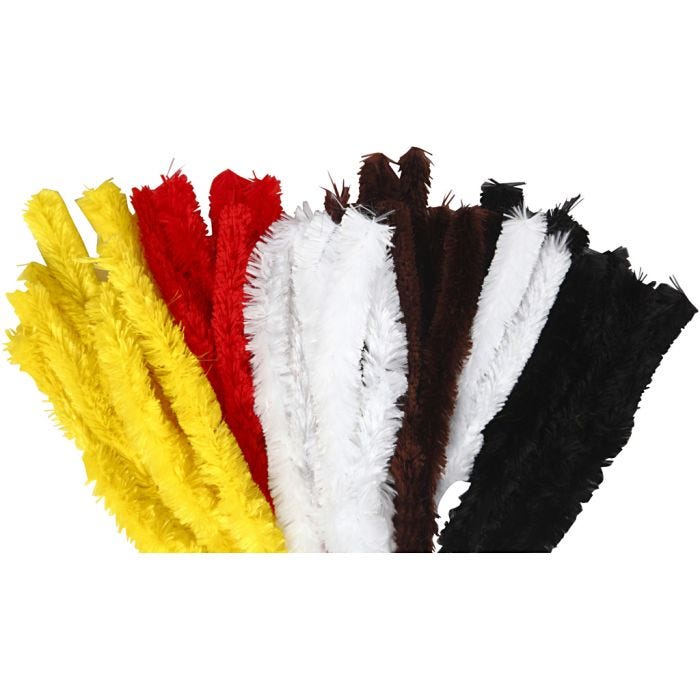 Chenille, L: 40 cm, thickness 30 mm, assorted colours, 48 pc/ 1 pack