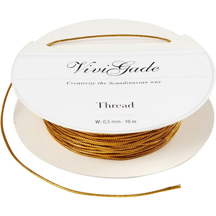 Thread, 0,5 mm, gold, 10m/ 1 roll