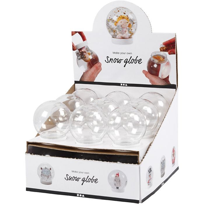 Snow globe, H: 8,5 cm, dia. 8 cm, hole size 4,7 cm, 18 pc/ 1 pack