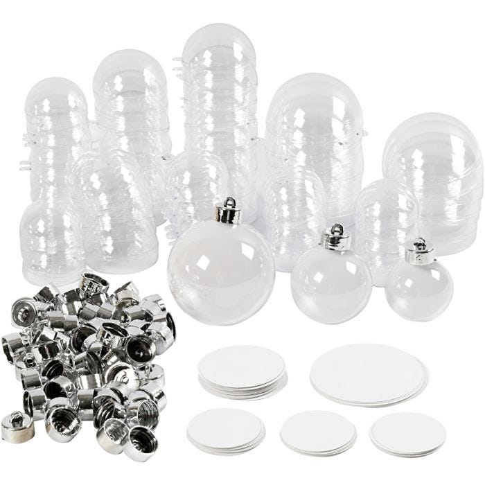 Baubles to Decorate, dia. 5+6+8 cm, 60 pc/ 1 pack