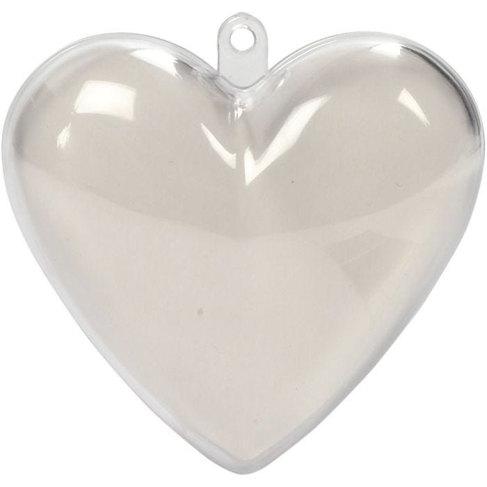 Heart-Shaped Baubles to Decorate, H: 6,5 cm, transparent, 10pc/ 1 pack