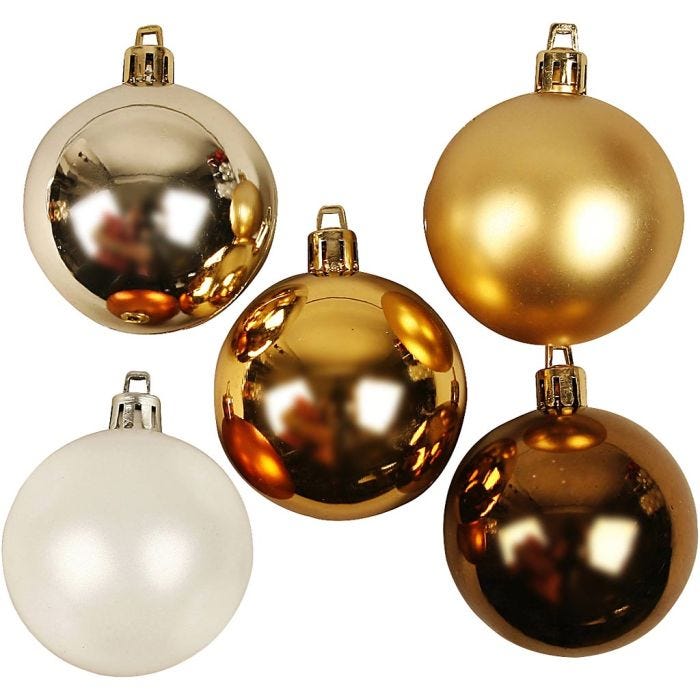 Christmas Ornaments, dia. 6 cm, golden, 20 pc/ 1 pack