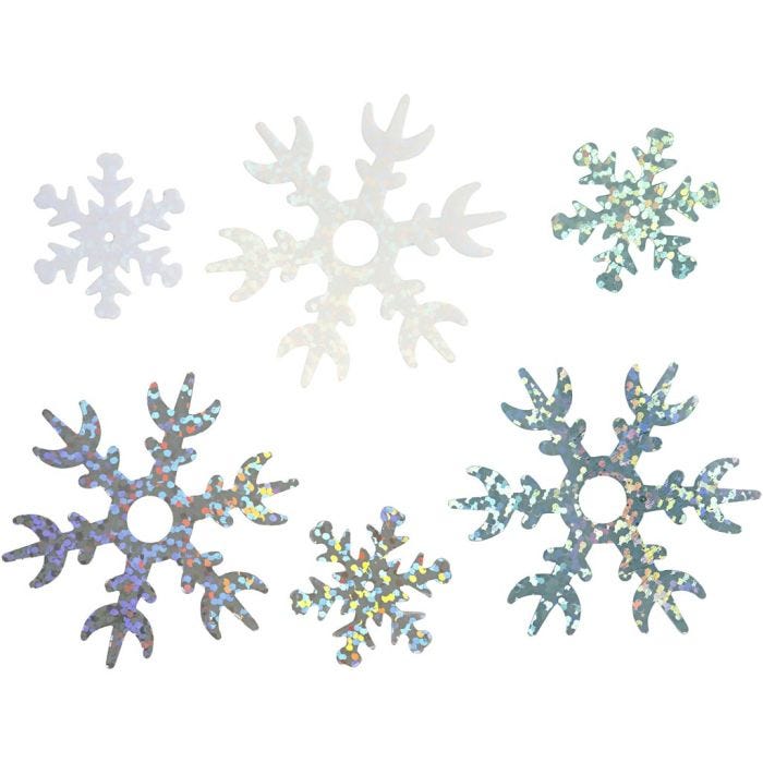 Sequins, 25+45 mm, light blue, silver, white, 30g/ 1 pack