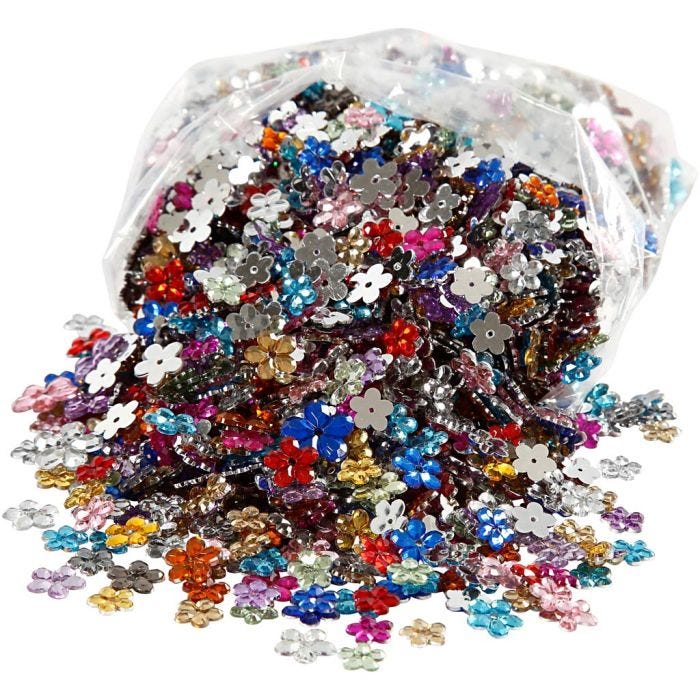 Rhinestones, 6+10+12 mm, assorted colours, 2520pc/ 1 pack