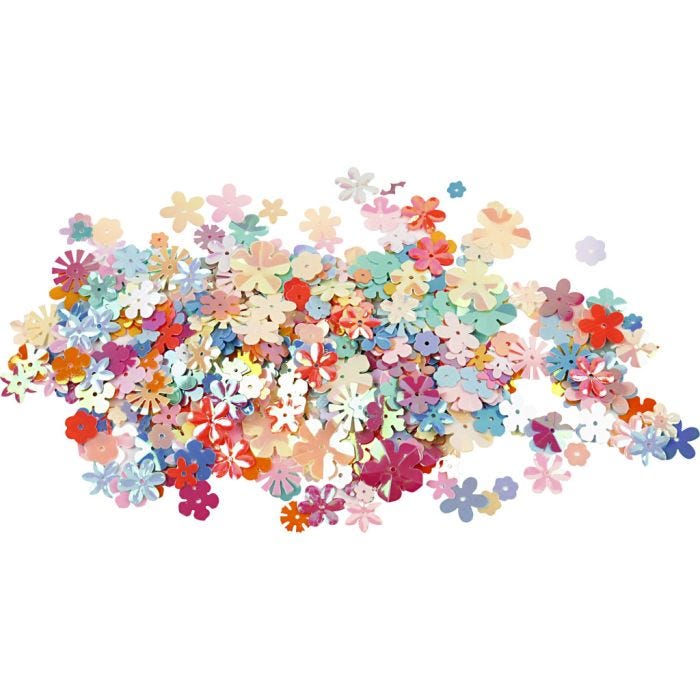 Sequins, size 6-20 mm, pastel colours, 10g/ 1 pack