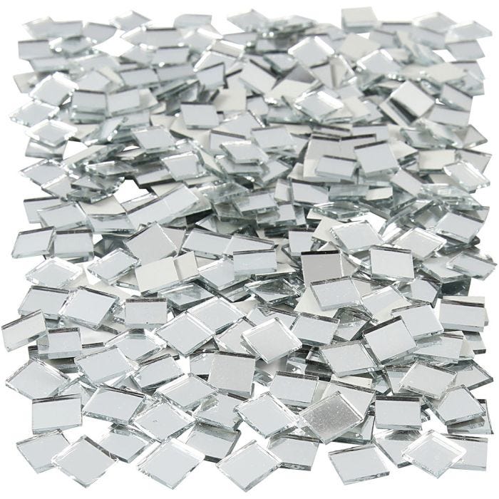 Mirror Mosaic Tiles, size 10x10 mm, thickness 2 mm, 500 pc/ 1 pack