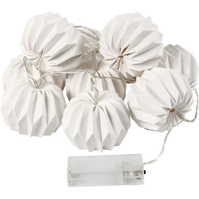 LED Light String with Lampshades, round, 55 mm, 100 cm, 75 mm, white, 1 pc