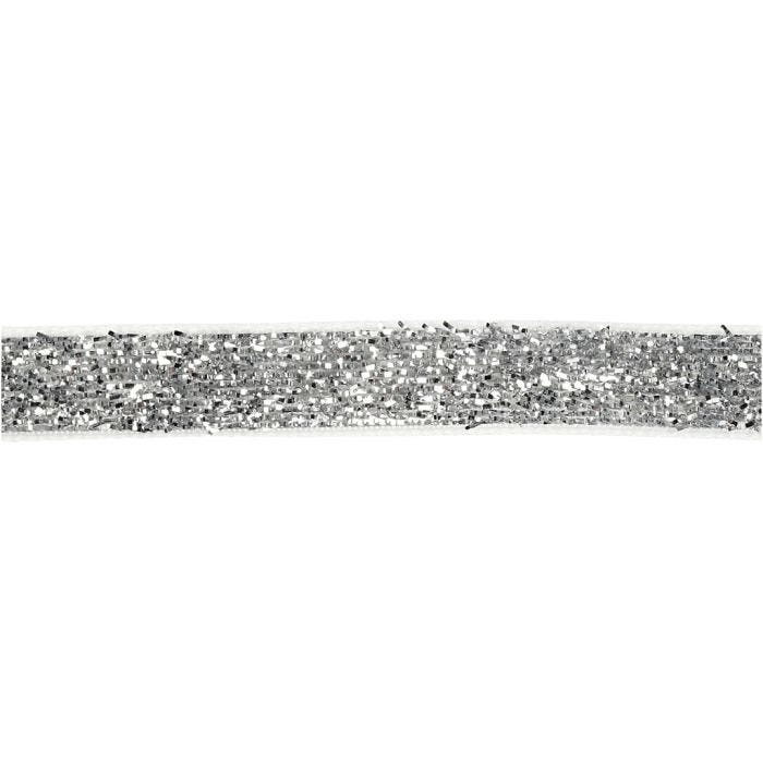 Decorative Ribbon, 10 mm, silver, 5m/ 1 roll