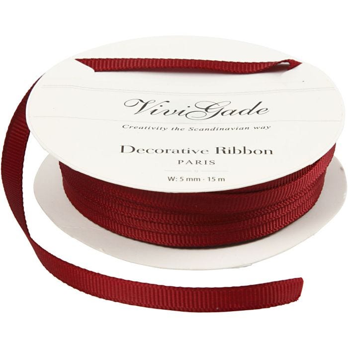 Decoration Ribbon, W: 6 mm, red, 15 m/ 1 roll