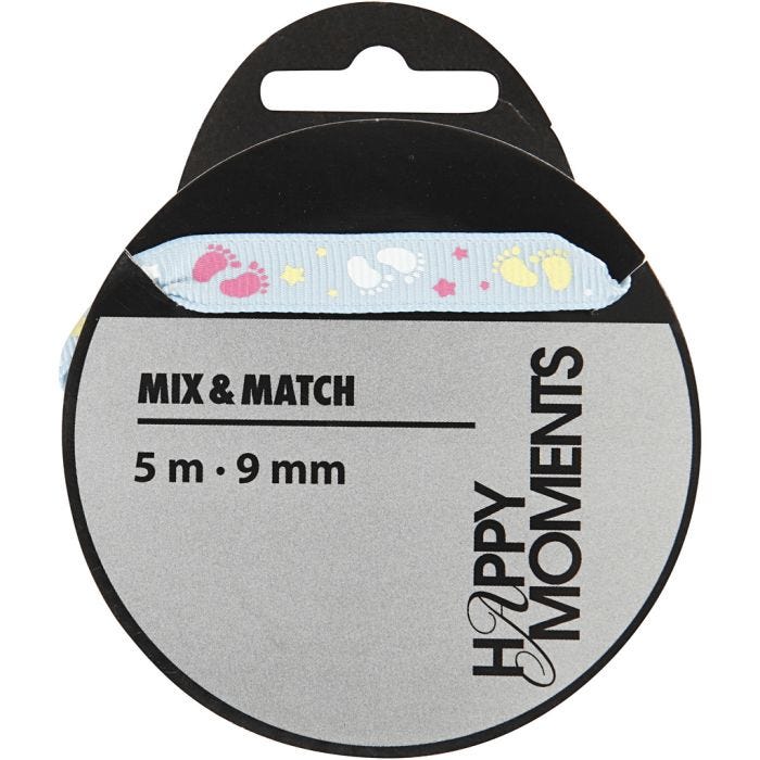 Decorative Ribbon, 9 mm, light blue, 5m/ 1 roll