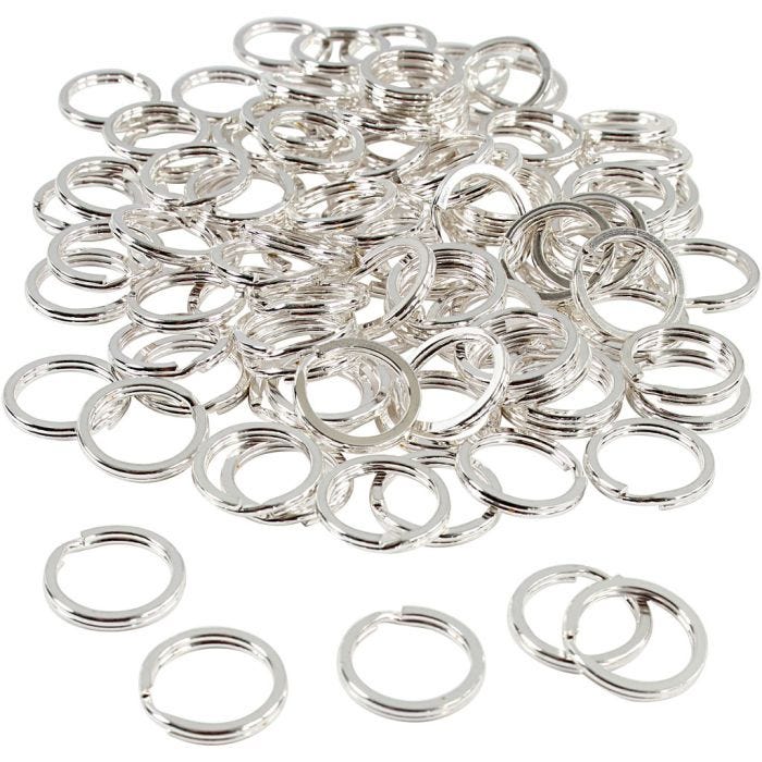 Split Ring, dia. 15 mm, silver-plated, 100 pc/ 1 pack