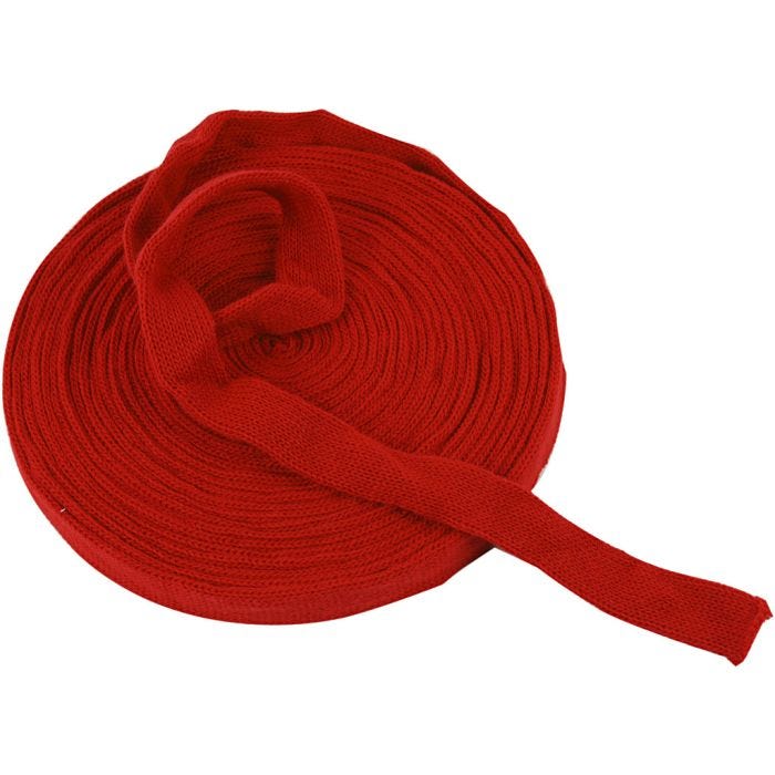 Knitted Tube, W: 22 mm, christmas red, 10 m/ 1 roll