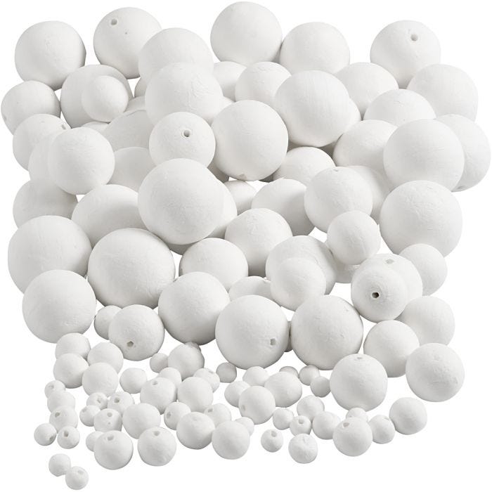 Compressed Cotton Balls, dia. 12+15+20+30+40+50 mm, white, 240 pc/ 1 pack