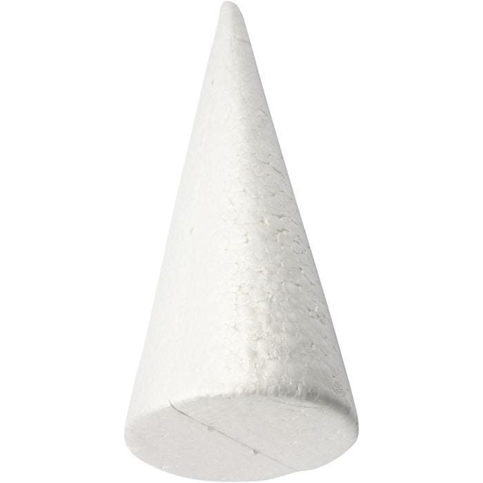 Cone, H: 35 cm, dia. 16 cm, white, 1 pc