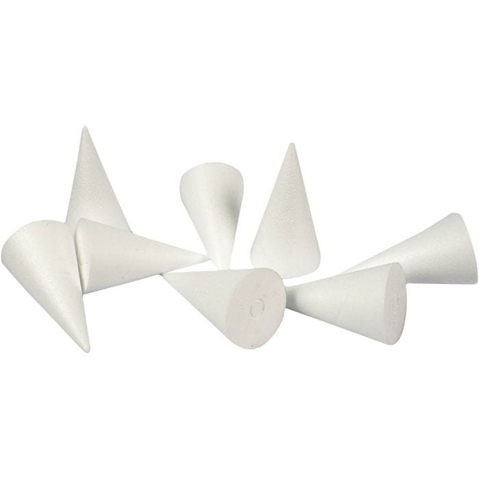 Cone, H: 11 cm, dia. 5,5 cm, white, 50 pc/ 1 pack