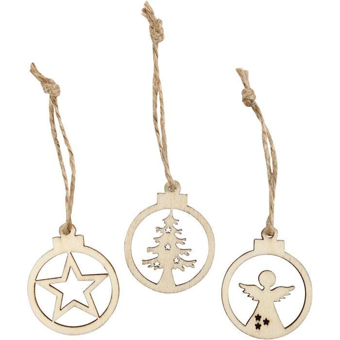 Hanging Christmas ornament, dia. 3 cm, thickness 2,7 mm, 24 pc/ 1 pack