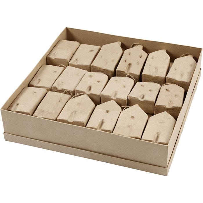 House, H: 9,5-12 cm, L: 5,5-6,5 cm, W: 3 cm, 4x9 pc/ 1 pack