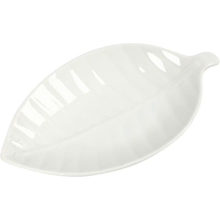 Ceramic Dish, H: 3 cm, size 24x14 cm, white, 1 pc