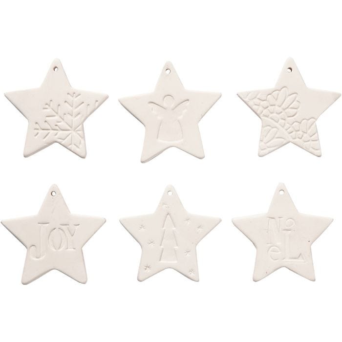 Hanging Ornaments, star, 7x7 cm, white, 6pc/ 1 pack