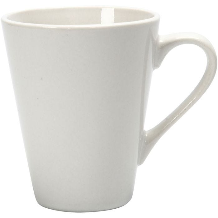 Mugs, H: 10 cm, dia. 5-8 cm, 250 ml, white, 1 pc