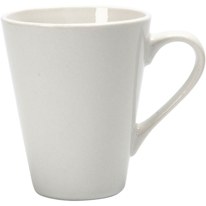 Mugs, H: 10 cm, dia. 5-8 cm, 250 ml, white, 12pc/ 1 pack
