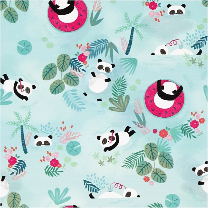 Gift wrap, Panda, W: 50 cm, 80 g, 100 m/ 1 roll