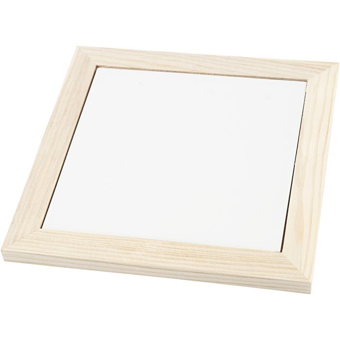 Trivet with wooden frame, 18,5x18,5x1,16 cm, 1 pc