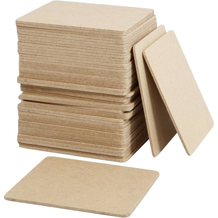 Coaster, size 10x10 cm, thickness 3 mm, 50 pc/ 1 pack