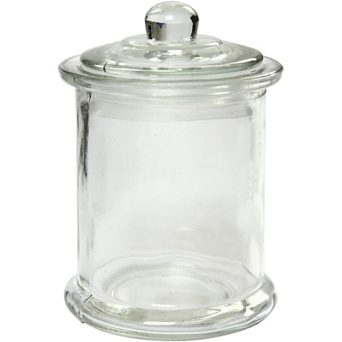 Jar with lid, H: 14,5 cm, dia. 8 cm, 10 pc/ 1 pack