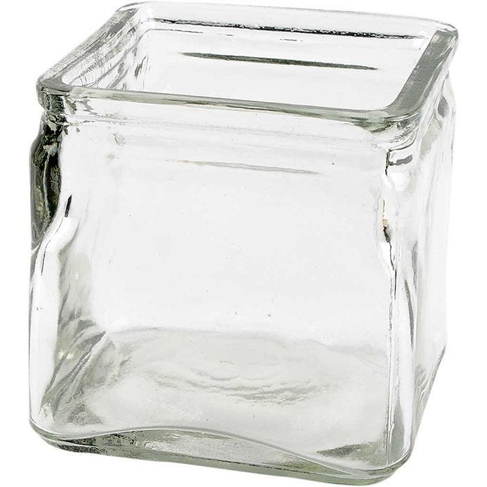 Square Candle Holder, H: 10 cm, size 10x10 cm, 12pc/ 1 pack