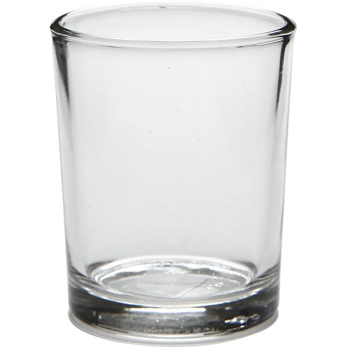 Tealight holder in glass, H: 6,5 cm, dia. 4,5-5,5 cm, 120 ml, 12 pc/ 1 pack