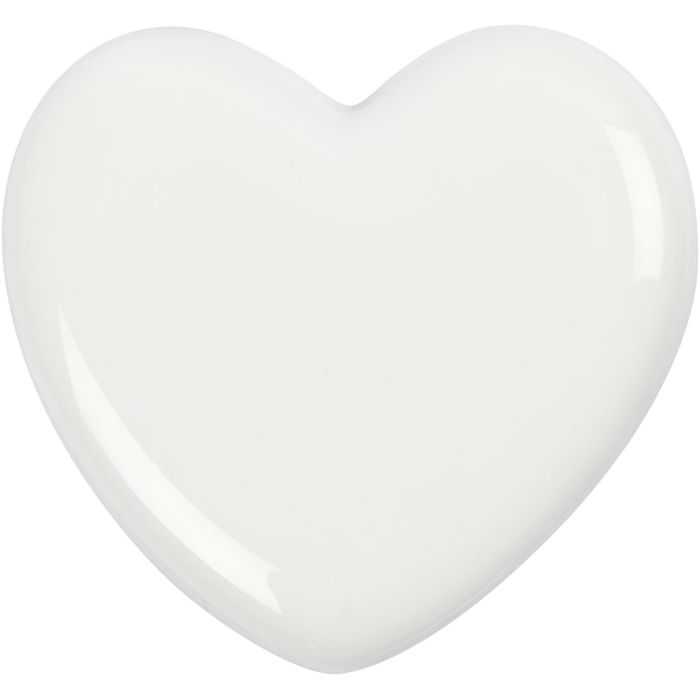 Heart, size 6,5x6,5 cm, thickness 10 mm, white, 1 pc