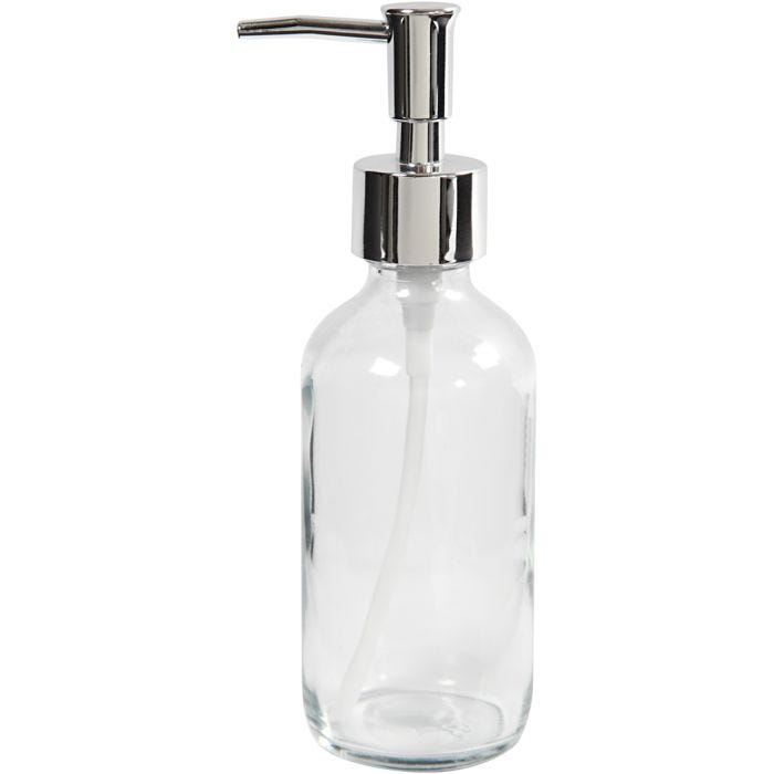Soap dispenser, H: 19,3 cm, dia. 6,3 cm, 230 ml, clear, 1 pc